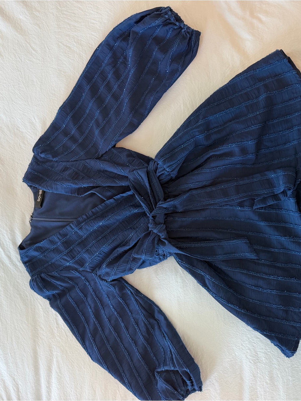 Textured Pleated Mini Dress | Feminine Fit | Navy Blue